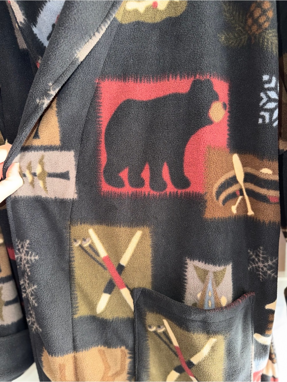 croft & barrow Black Multi-Color Printed Long Robe - Picture 4 of 7